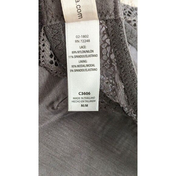 Felina Womens Sz Medium Gray Unlined Halter Adjustable Lace Floral Bralette Bra - Picture 8 of 9